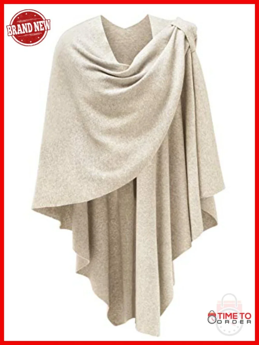 Knitted Cross Front Poncho Sweater Wrap Cape Shawl for Fall Winter One Size